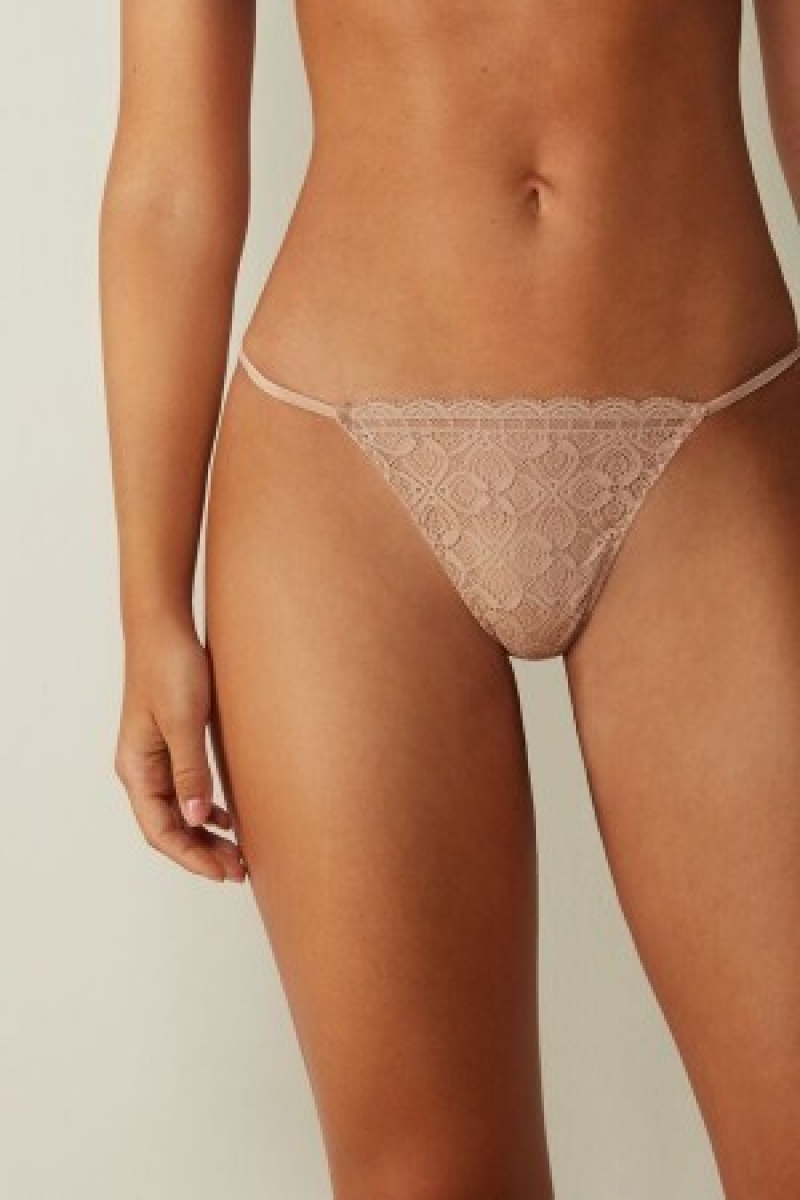 Natural Intimissimi Lace String Thong | DCAKV37338